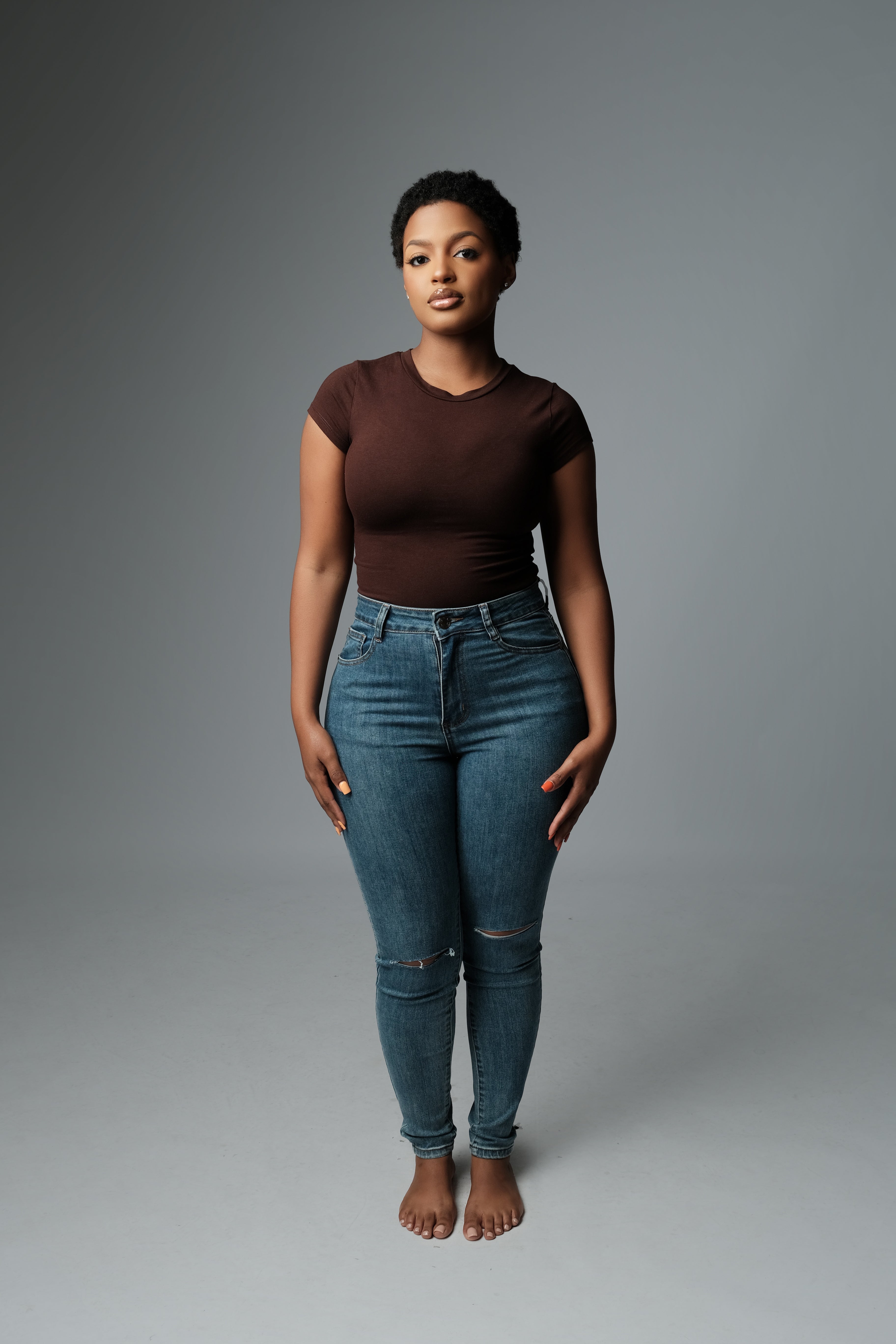 High-Waisted Distressed Skinny Jeans